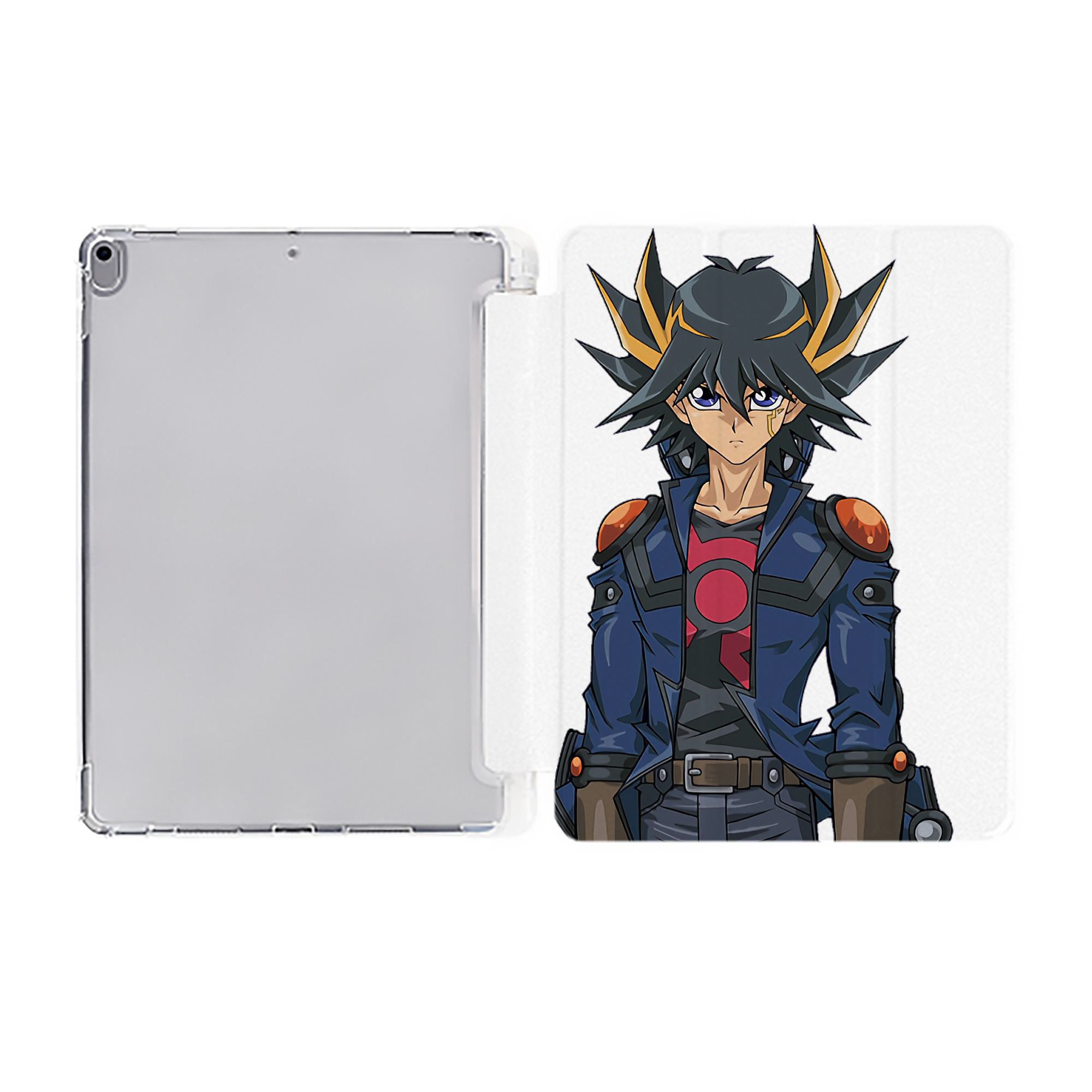 （画像用） 遊☆戯☆王 Yu-Gi-Oh! IPad ケース ペン収納付き 三つ折りスタンド PUレザー×シリコン 対応機種9.5/10.5/10.9インチ